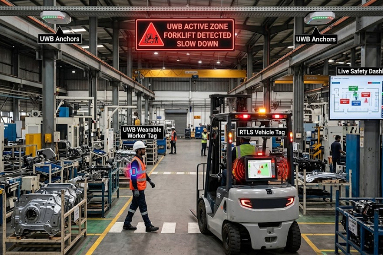 Automotive Plant UWB RTLS Worker Safety Tracking Case Study Pune Chakan